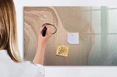 Magnetic glass dry erase board wave abstraction design