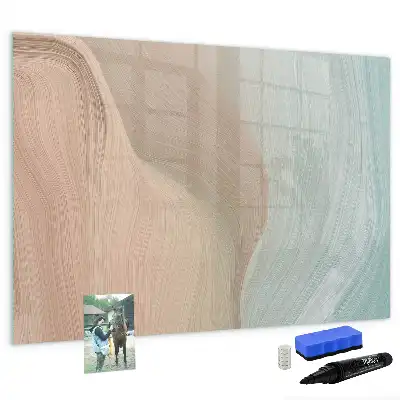 Magnetic glass dry erase board wave abstraction design