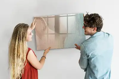 Magnetic glass dry erase board wave abstraction design
