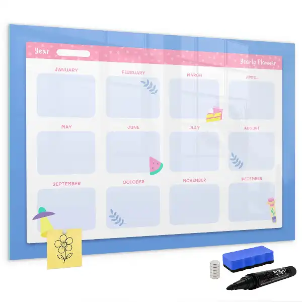 Magnetic marker board monthly planner