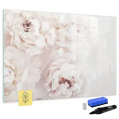 Magnetic glass dry erase board with Peony roses print