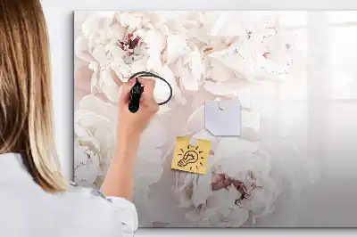 Magnetic glass dry erase board with Peony roses print