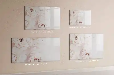 Magnetic glass dry erase board with Peony roses print