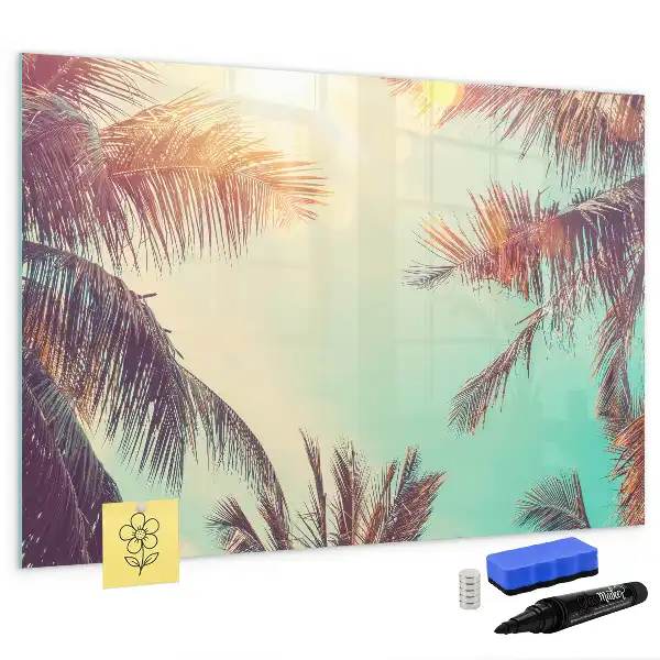 Magnetic marker board in a tropical palms design