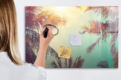 Magnetic marker board in a tropical palms design