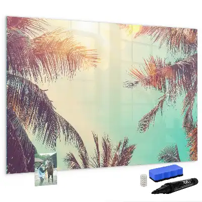 Magnetic marker board in a tropical palms design