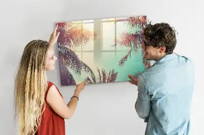 Magnetic marker board in a tropical palms design