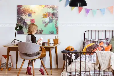 Magnetic marker board in a tropical palms design