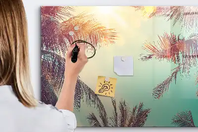 Magnetic marker board in a tropical palms design