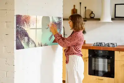 Magnetic marker board in a tropical palms design