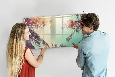 Magnetic marker board in a tropical palms design