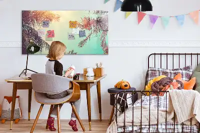 Magnetic marker board in a tropical palms design