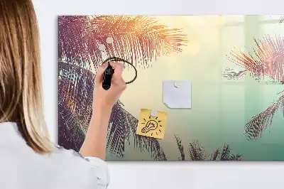 Magnetic marker board in a tropical palms design