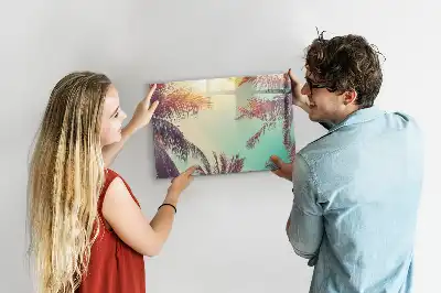 Magnetic marker board in a tropical palms design