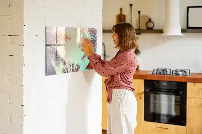 Magnetic marker board in a tropical palms design