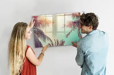 Magnetic marker board in a tropical palms design