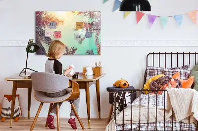 Magnetic marker board in a tropical palms design