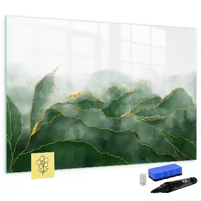 Magnetic glass dry erase board leaf abstraction design