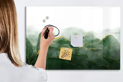 Magnetic glass dry erase board leaf abstraction design