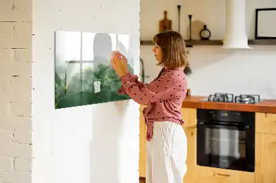 Magnetic glass dry erase board leaf abstraction design
