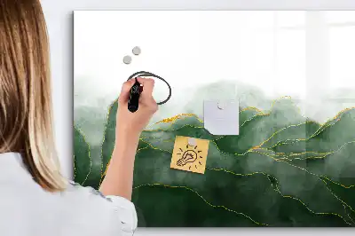 Magnetic glass dry erase board leaf abstraction design