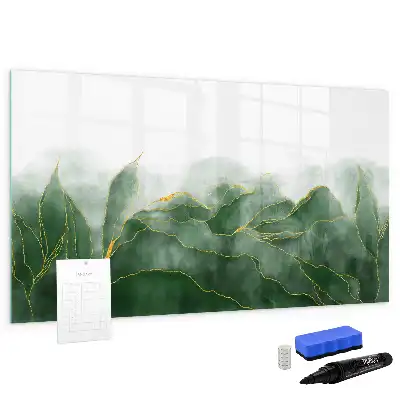Magnetic glass dry erase board leaf abstraction design