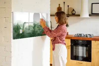 Magnetic glass dry erase board leaf abstraction design