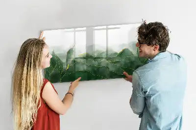 Magnetic glass dry erase board leaf abstraction design