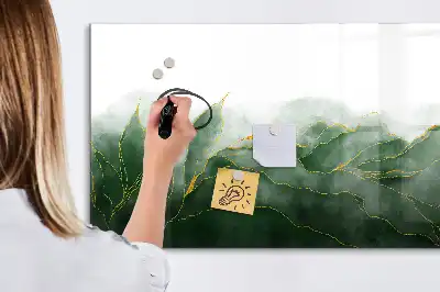 Magnetic glass dry erase board leaf abstraction design