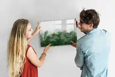Magnetic glass dry erase board leaf abstraction design