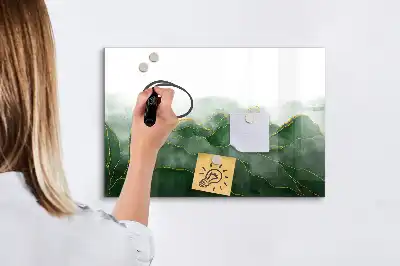 Magnetic glass dry erase board leaf abstraction design