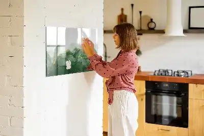 Magnetic glass dry erase board leaf abstraction design