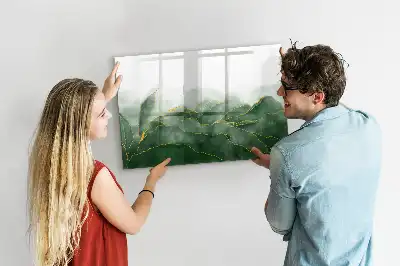 Magnetic glass dry erase board leaf abstraction design