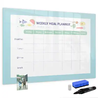 Magnetic glass dry erase board meal planner
