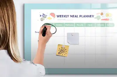 Magnetic glass dry erase board meal planner