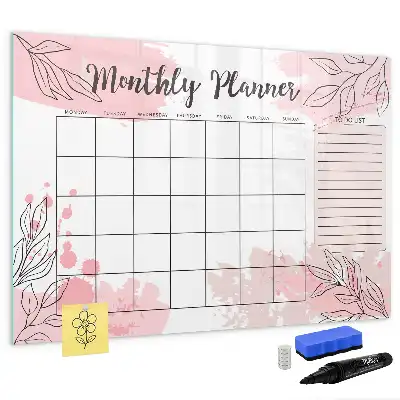 Magnetic monthly planner board in pink
