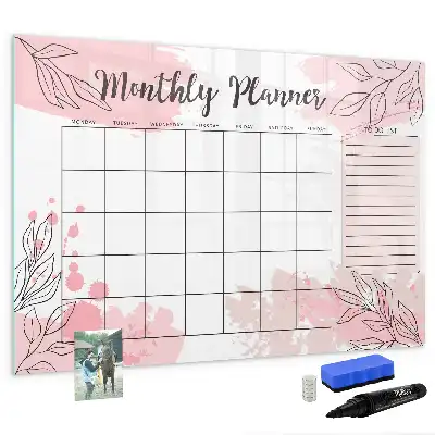 Magnetic monthly planner board in pink