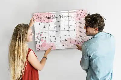 Magnetic monthly planner board in pink