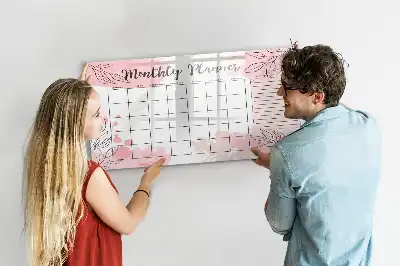 Magnetic monthly planner board in pink