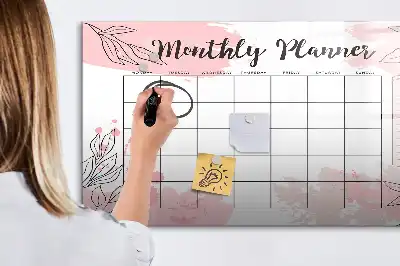 Magnetic monthly planner board in pink