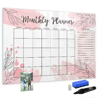 Magnetic monthly planner board in pink
