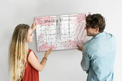 Magnetic monthly planner board in pink