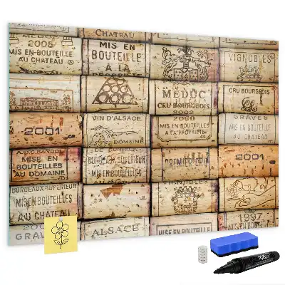 Magnetic glass dry erase board wine corks design