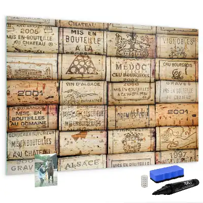 Magnetic glass dry erase board wine corks design