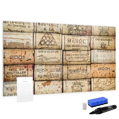 Magnetic glass dry erase board wine corks design