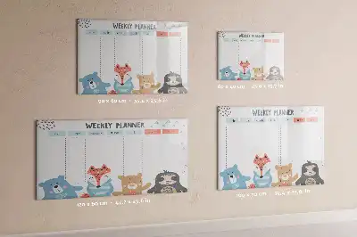 Magnetic marker board with weekly schedule layout