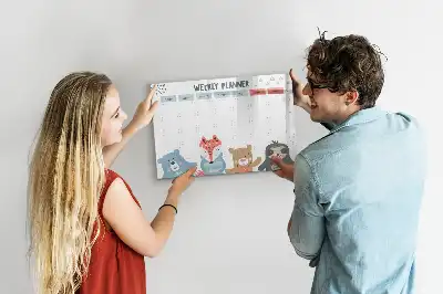 Magnetic marker board with weekly schedule layout