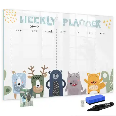 Magnetic glass dry erase board children's weekly planner
