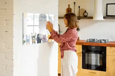 Magnetic glass dry erase board children's weekly planner