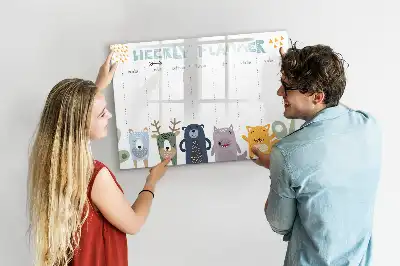 Magnetic glass dry erase board children's weekly planner